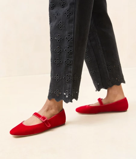 Loeffler Randall Ginger Red Velvet Mary Jane